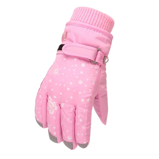 Kids Winter Ski Gloves, Warm Windproof Cold Weather Outdoor Sports Gloves For Boys Girls Snow Gloves Ski Gloves, Pink