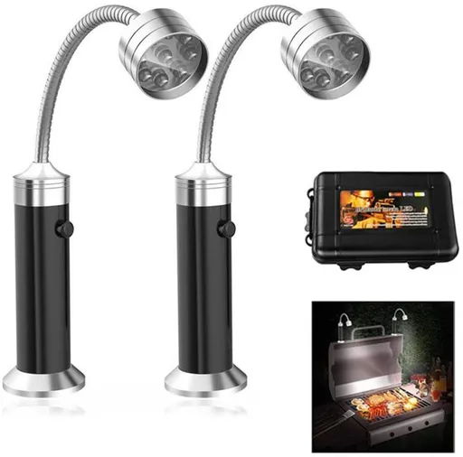 2 Pack BBQ Grill Lights, Magnetic LED Barbecue Grilling Accessories with 360° Adjustable Gooseneck, Weatherproof Outdoor Grill Light for Night Grilling