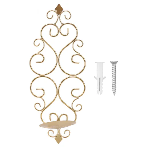 Candle Holder Iron Candlestick Folding Wall Mount Base Sconce Home Decoration for Room Metal Gold