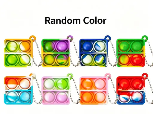 8pk 3cm Square Pop It Fidget Keychain