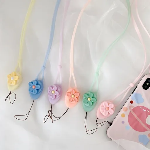 Phone Charm Cute Case Lanyard Elastic Strap Purple