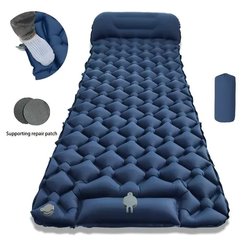 Camping Inflatable Mattress Breathable Camping Mattress Nylon Fabric Inflatable - Navy - Size 190cm
