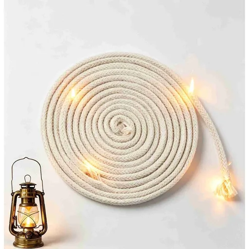 1 Roll Oil Lamp Wicks, 32.8 ft 1/8'(4mm) Round Cotton Lamp Wicks Burner, Braided Candle Replacement Wicks for Alcohol Kerosene Lamp Torches Lantern