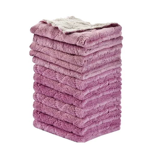 Microfiber Cleaning Cloth 10-Pack - Super Absorbent Multi-Purpose Towel for Kitchen Car Home - Lint Free Soft Cleaning Rag - 25x25cm Purple+Gray