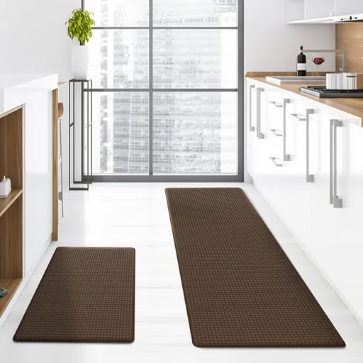 Brown Non-Slip Kitchen Mats , Easy Clean Stain Resistant Kitchen Rugs for Sink, Laundry, Office（40*60*0.8cm）