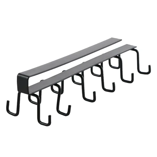 Kitchen Utensil Holder Hanger Iron Double Row Hook Spoon Shovel Shelving for Restaurant Black