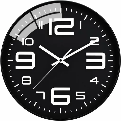 Silent Clock, 30Cm Quartz Silent Clocks, Battery Powered, Modern Style Designed For Home, Office And School (Black)