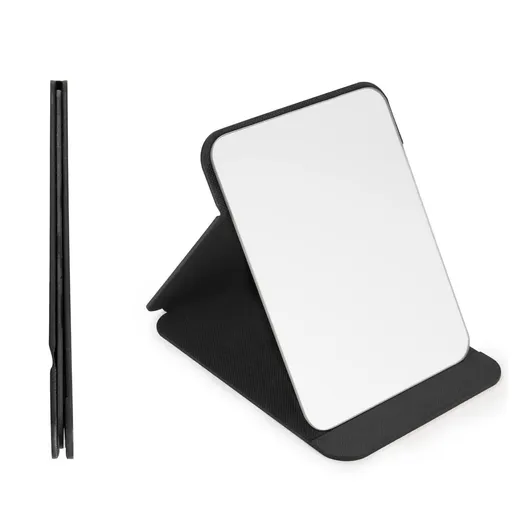Leather Foldable Compact Vanity Mirror, Personal Frameless Portable Beauty Adjustable Makeup Stand Mirror Muti Use