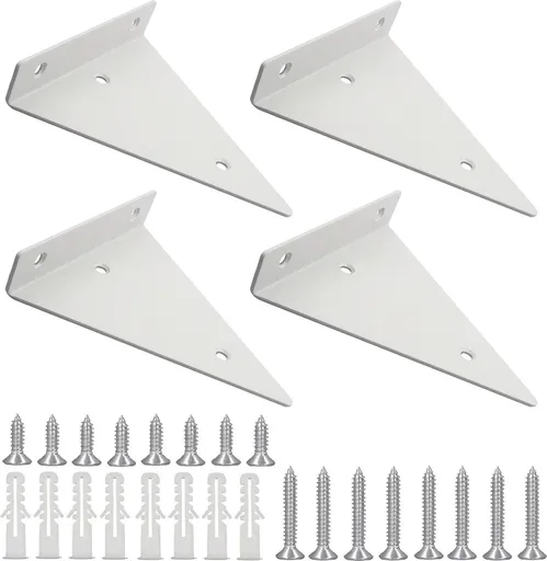 Wall shelf brackets - 4 pieces - shelf brackets - brackets - iron - white - 140 x 130 x 27 mm - multifunctional - wall mounted - heavy - invisible - for wall mounting hidden wooden shelf