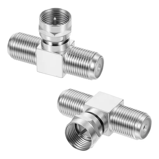 2 Pack Coaxial Cable Splitter, 2 in 1 Out TV Splitter, F Type RG6 Male to 2 Female, 3 Way Coaxial Cable Connector T Adapter for TV, Satellite, Antenna & Cable Box