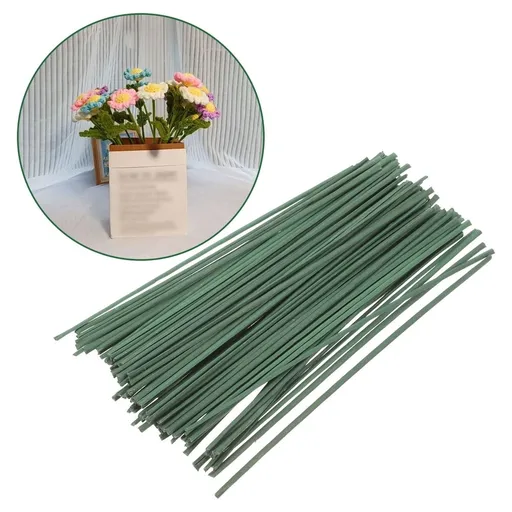 100- Floral Stem Wire Metal Rods for Artificial Flower Arrangements and Crafting Projects