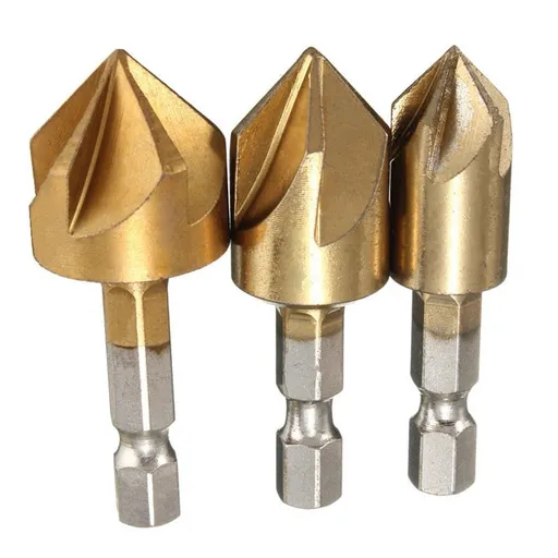 Set of 6 Pcs-Countersink Drill Bit, Hex Shank Flute Countersink Chamfer 90 Degree Center Punch Tool Sets for Wood Quick