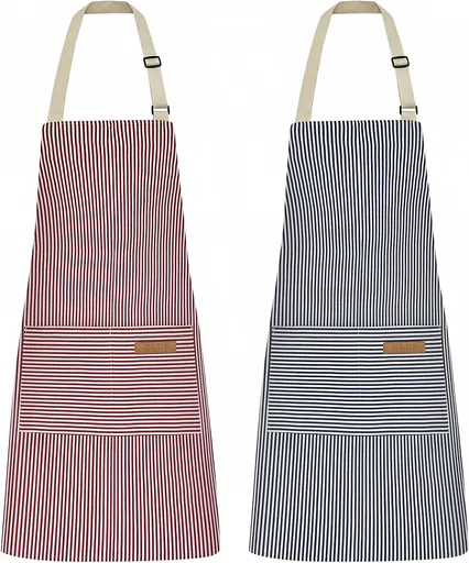 Kitchen Apron - 2 Pieces - Professional Cooking Apron - for Ladies and Gentlemen - Catering Apron - Easily Adjustable - BBQ Apron - Pottery Apron - Cooking Kitchen Aprons - kitchen cooking aprons - soft chef apron with 2 pockets - blue / pink