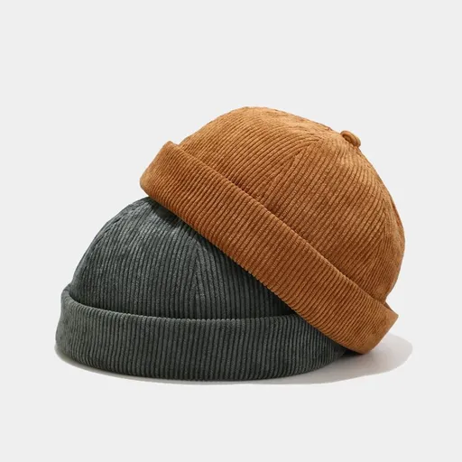 Unisex Solid Color Vintage Rolled Cuff Hat No Harbour Hats Street Outdoors foldable when you are in travel (2pcs)