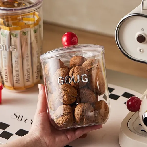 Plastic Airtight Food Storage Container - Dry Goods Canister for Grains, Snacks, Coffee and Cereal - Sealed Kitchen Pantry Organization Jar with Clear Transparent Body - Multipurpose Storage Box