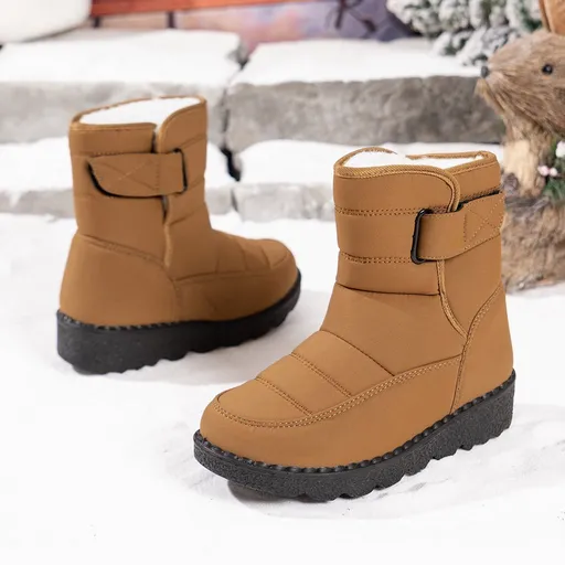 Women's Waterproof Snow Boots, Warm Fleece-Lined Winter Boots with Non-Slip Outdoor Sole for Cold Weather Walking, Size 42, Turmeric