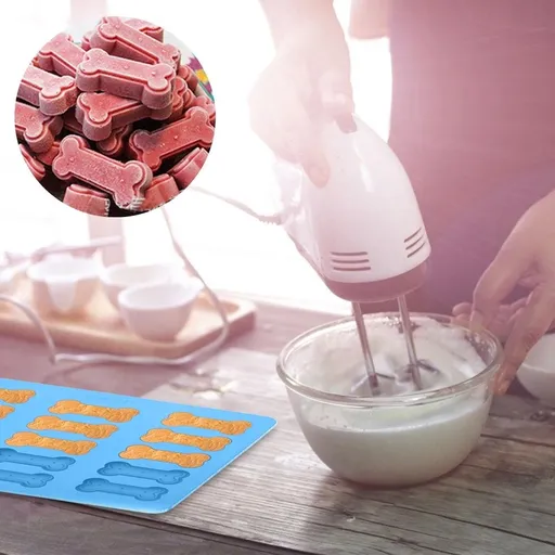 Dog Bone Silicone Baking Mold 15 Cavity Food Grade Non Stick for Homemade Treats Cake Biscuit Pet Snacks 11.8 x 9.8 x 0.6 Inch