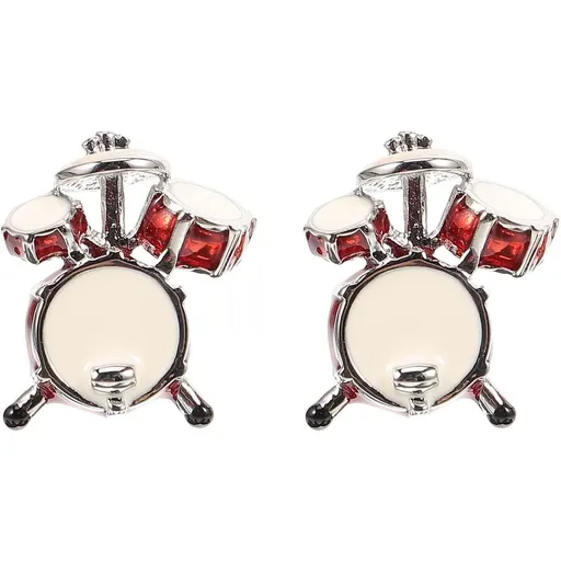 2pcs Brass Drum Set Cufflinks for Men and Women with Silver Finish