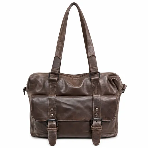 Mens Cow Washed Leather Bag Messenger Bag Vintage Travel Laptop Satchel - Brown