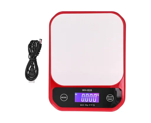 USB Charging Scale Waterproof Kitchen Baking Food Scale Electric Weight Measuring BalanceRed 5kg/0.1g