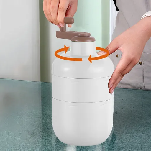 Manual Ice Crusher with Hand Crank, Stainless Steel Blade Shaved Ice Maker with Ice Box for Slushies, 25.5 x 12.8 x 12.8 cm, White