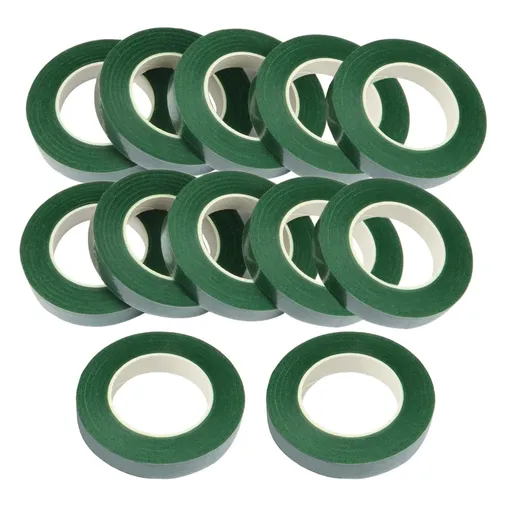 12 Rolls 0.43 Inch 22 Yard Green Floral Tape for Bouquet Stem Wrapping - Adhesive, Waterproof and Flexible (Dark Green)