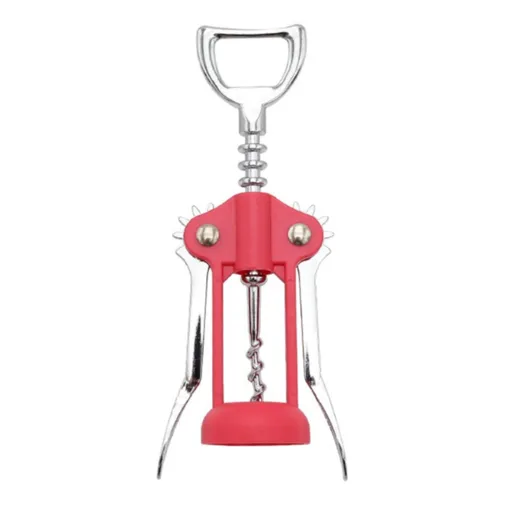 Wing-Type Wine Bottle Opener, Stainless Steel Auger with PP Comfort Grip, Portable Corkscrew for Home, Parties, and Camping—Red