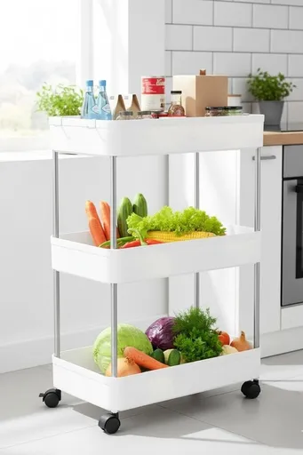 CARLA HOME Slim Storage Cart Organizer Trolley with Wheels for Kitchen, Bathroom, Laundry & Narrow Spaces (3 tier)