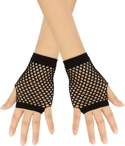 Fisnet Gloves | Erotic Gloves | Costume Gloves | Half Finger | 1 Pair | Black
