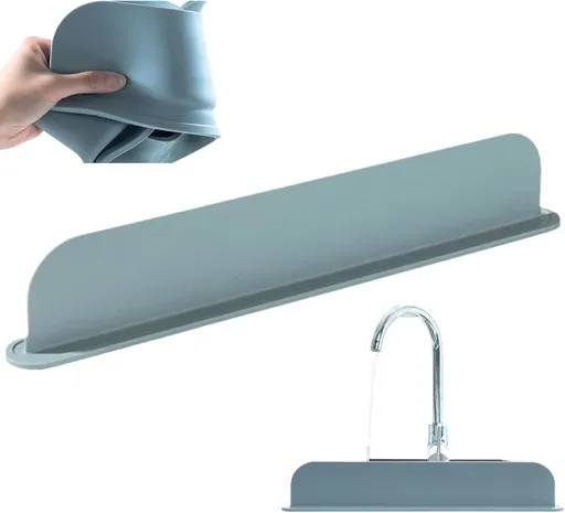 Sink Splash Guard, Safe Silicone Sink Splash Guard, Non-Slip Sink Water Splash Guard with Suction Cup Base, Reusable Sink Splash Guard Behind Faucet for Kitchen Sink, Sink Water Splash Guard