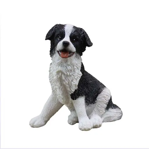 Garden Statues, ornamentsBorder Collie Statue Sculpture, Resin Simulation Dog Art Crafts Car Coffee Table TV Cabinet Desktop