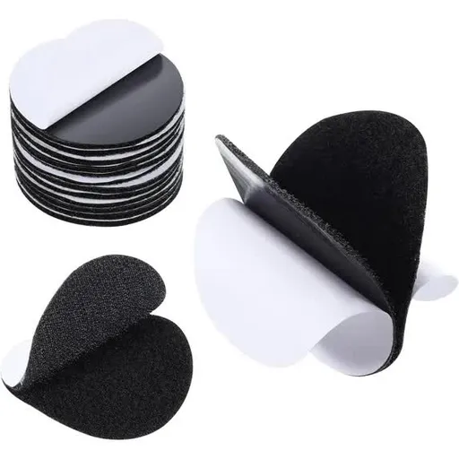 12 Pairs Round Self Adhesive Hook and Loop Tape, 2 Inch Black Nylon Self Adhesive Dots Double-Sided Adhesive Strip Heavy-Weight Industrial Strength Sticky Tape for Home Car Office Wall Decoration