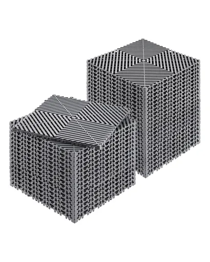 Interlocking Drainage Mat, 31 x 31 cm Modular Interlocking Cushion, 40 Pcs Splicing Drainage Mats, Non-Slip Gray PP Drainage Floor Tile and Shower Mat, for Garage, Garden, Kitchen & Outdoor