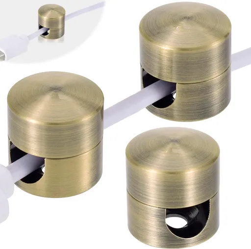 3 Sets Charger Cord Holders, Adhesive Cable Clip Cord Organizers, Metal Adjustable Wire Management Office Nightstand Desk Accessories for Charger Wire USB Keyboard Cable- Bronze