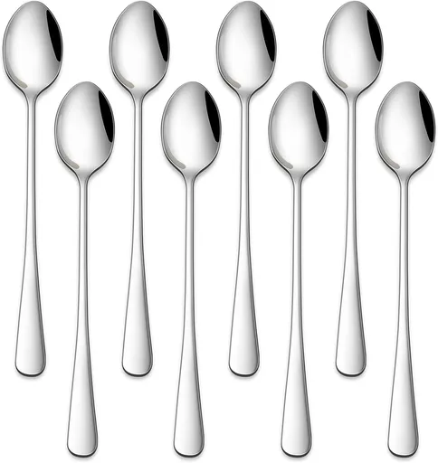 7.5 Inches Stainless Steel Iced Tea Spoons,Set Of 8 Long Stirring Spoons For Coffee,Cocktail,Ice Cream,Long Handle Iced Teaspoons,Latte Spoons For Mixing