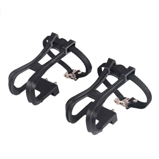 A pair Bike Pedals with Toe Clips and Straps for Exercise Bike, Outdoor Bicycles and Spin Bike, Spindle with Reflectors