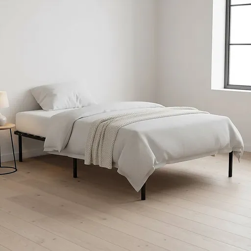 Metal Bed Frame for King Single Mattress – Black Powder-Coated Steel Base