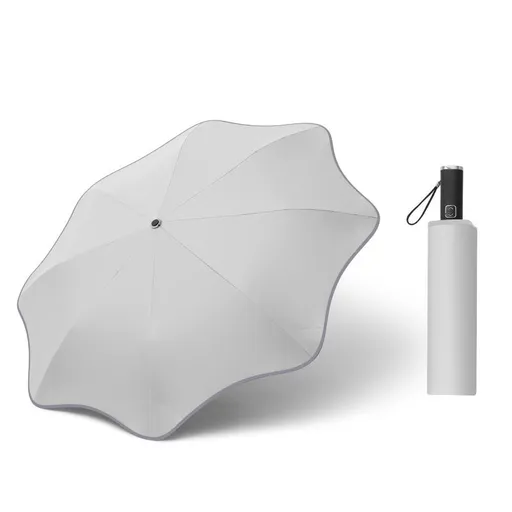 Round-Corner Anti-Poking Sunny and Rainy Umbrella with Reflective Strip Lightweight Anti-Ultraviolet Full Glass Fiber Skeleton