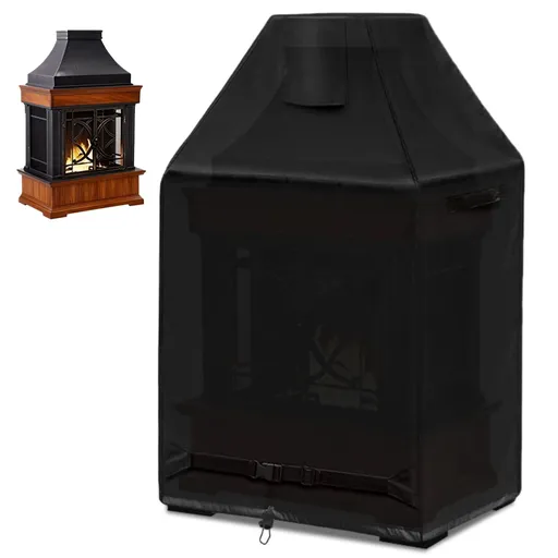 Outdoor Fireplace Cover, Waterproof Oxford Cloth Patio Fire Pit Shield, Weatherproof Wood Burning Fireplace Rain Cover with Handle & Vent, 37" x26" x56