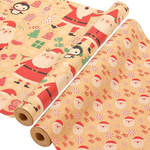 Wrapping paper - Christmas wrapping paper - Christmas gift paper - Wrapping paper with figures - 43 x 300cm - 2 Rolls - Christmas paper wrapping paper for Christmas - Christmas paper wrapping paper for children - gift paper - Kraft gift paper - Chris