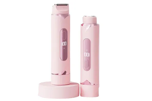 2-in-1 Electric Shaver and Bikini Trimmer with Display Facial Hair Remover-Pink