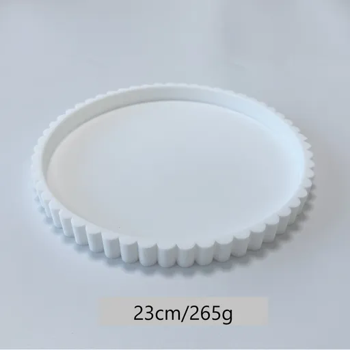 Round Silicone Lace Jewelry Tray Wavy Edge Vanity Tray for Trinket Aromatherapy Base White 23cm 265g Ideal Christmas Gift