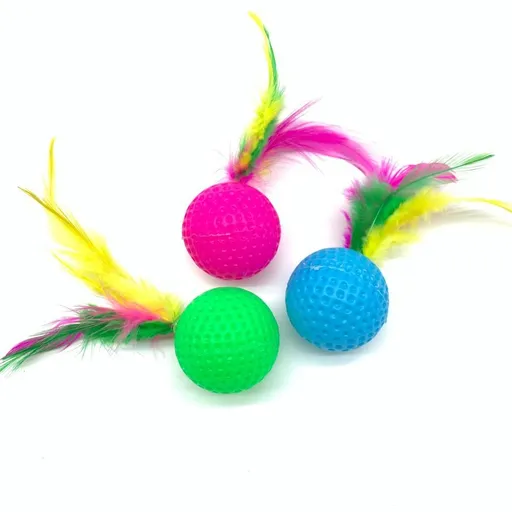 Cat Toy Ball Plastic Sound Golf Badminton Color mixing 3.5*12cm