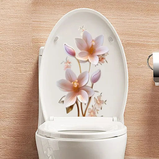 2pc 3D Toilet Sticker, Self-Adhesive Wall Stickers, Bedroom Entryway Living Room Porch Wall Stickers Removable