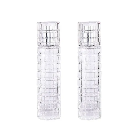 2pcs 30ml Travel Refillable Cosmetic Spray Bottle Empty Mist Pump Container Set - Silver