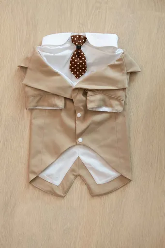Pet Suit Dog Tuxedo Wedding little tail Polyester Khaki 3XL