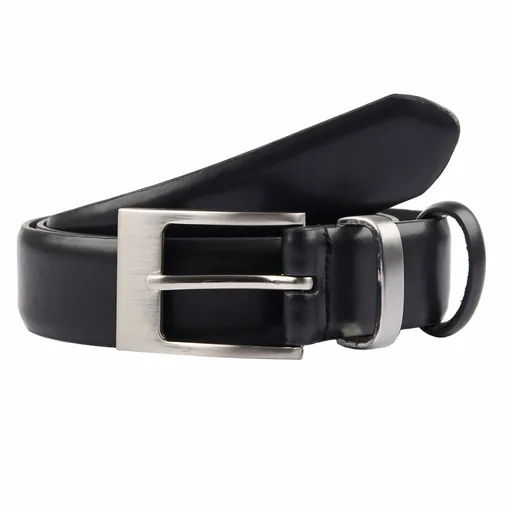 Leather Dress Belt Double Keeper 2.8cm Black