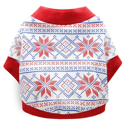 DROOLING DOG Pet Dog Cat Clothes Cotton T Shirt Red Edge (Snowflake) XS Size: XS; Neck (cm): 20-24; Bust (cm): 28-32; Back length (cm): 18-20; Recommended pet weight (kg): 1.5 - 2.5
