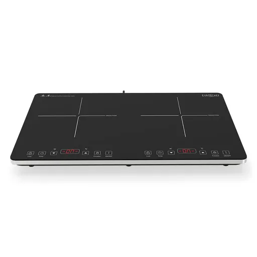 EUROCHEF Double Induction Benchtop Cooktop, 9 Heat Levels, Fast Electric Portable Cooker, Touch Controls, Standard 10A Power Plug