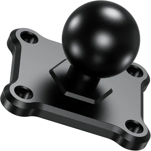 1'' Ball Mount Base with Aluminum Alloy 4-Hole AMPS Square Plate Compatible with RAM Mounts B Size 1 Inch Ball Double Socket Arm